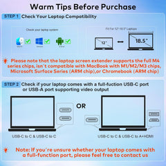 Laptop Screen Extender  15.6" FHD Laptop Monitor Extender  Triple Portable Monitor for 12"-18.5" Laptops  Plug & Play  360° Rotation Screen  Compatible with MacOS/Wins/Switch/Surface