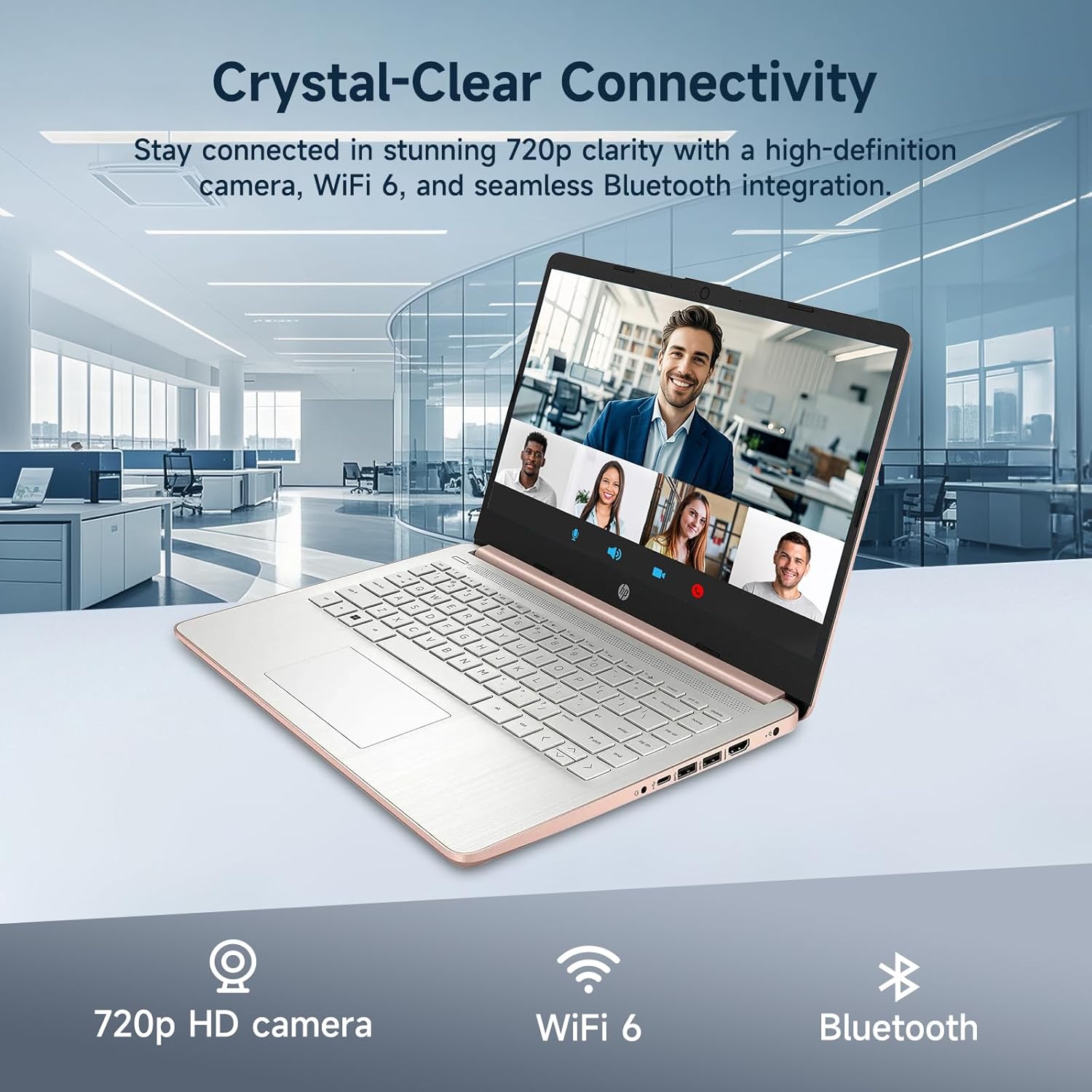 HP 14 Laptop  Quad-Core (Beat i3) 16GB RAM 256GB Storage(128GB UFS + 128GB SD Card) 1-Year Office 365 Copilot AI Computer for Student Study Back to School Win11 w/GM Accessory