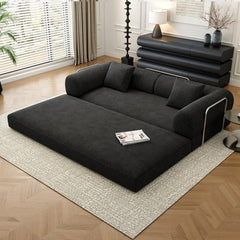 78.8" Modular Sofa Bed - 4-in-1 Convertible Design with Corduroy Fabric and High Density Sponge, Removable Cover and Fixed Frame