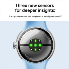 Google Pixel Watch 2 (Previous Model) with the Best of Fitbit - Heart Rate Tracking  Stress Management  Safety Features - Android Smartwatch - Polished Silver Aluminum Case - Bay Active Band - Wi-Fi