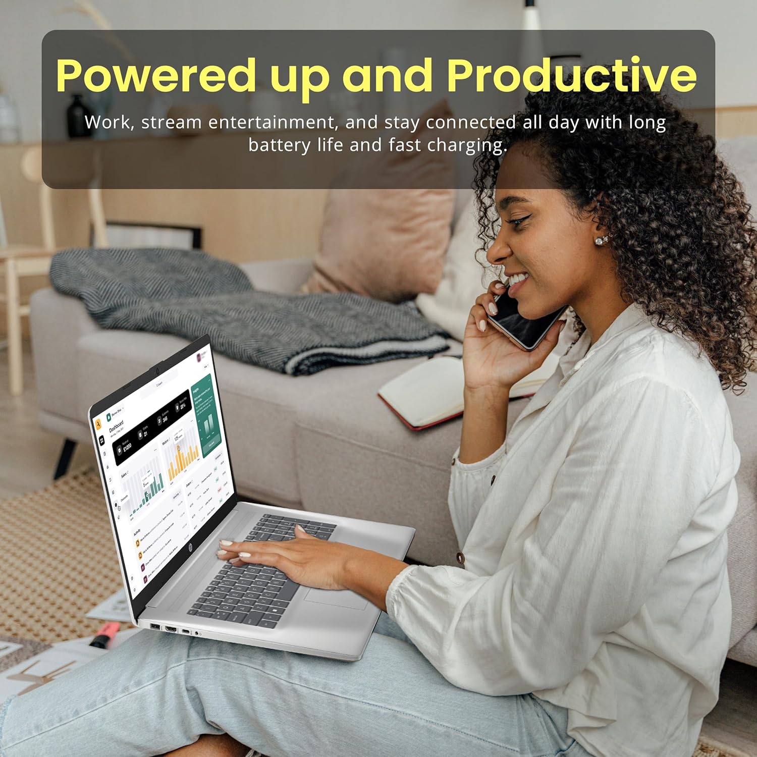 HP 17.3" FHD IPS Anti-Glare Laptop  Intel 7-150U  16GB RAM  2TB Storage (1TB SSD & 1TB Docking Station Set)  Intel Graphics  Num Pad  Wi-Fi 6  1080p Webcam  Fast Charge  Windows 11 Home  Silver