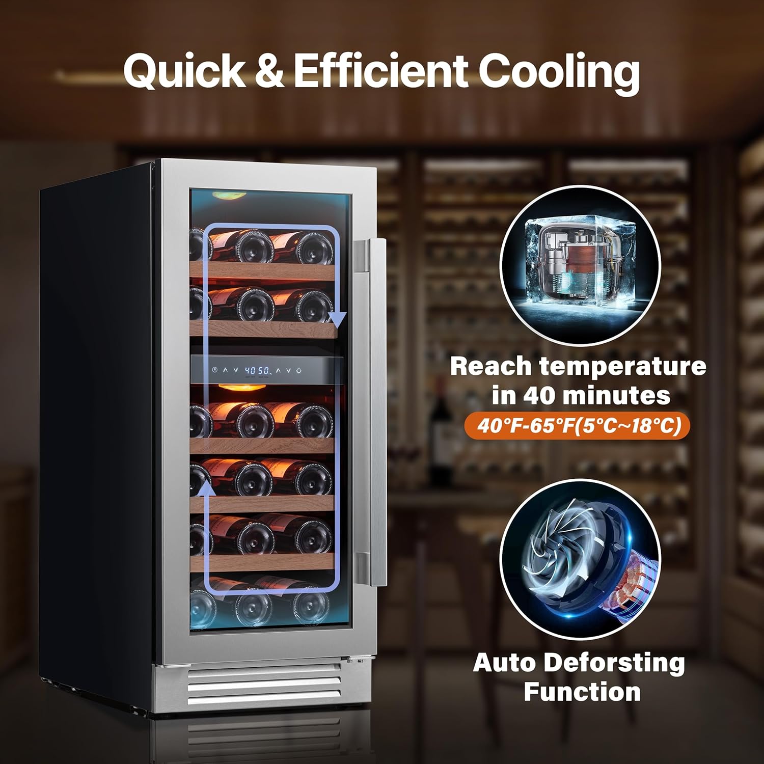 Ca'Lefort 15 Inch Wine Fridge & Cooler - Dual Zone 28 Bottles Wine Cooler with Glass Door, Small Wine Refrigerator with 3 LED Light Built-in for Home Bar Kitchen Left-Hinged Door (3.0 cu.ft)