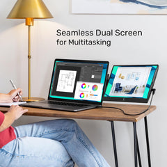 SideTrak Swivel 14" Attachable Portable Monitor Extender  FHD TFT Laptop Dual Screen with Kickstand + Unique Swivel Hinge  Compatible with Mac  PC  Chrome  Powered by USB/Mini HDMI Port (Black)