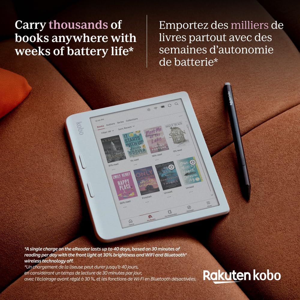 Kobo Libra Colour | eReader | 7” Glare-Free Colour E Ink Kaleido™ 3 Display | Dark Mode Option | Audiobooks | Waterproof | White
