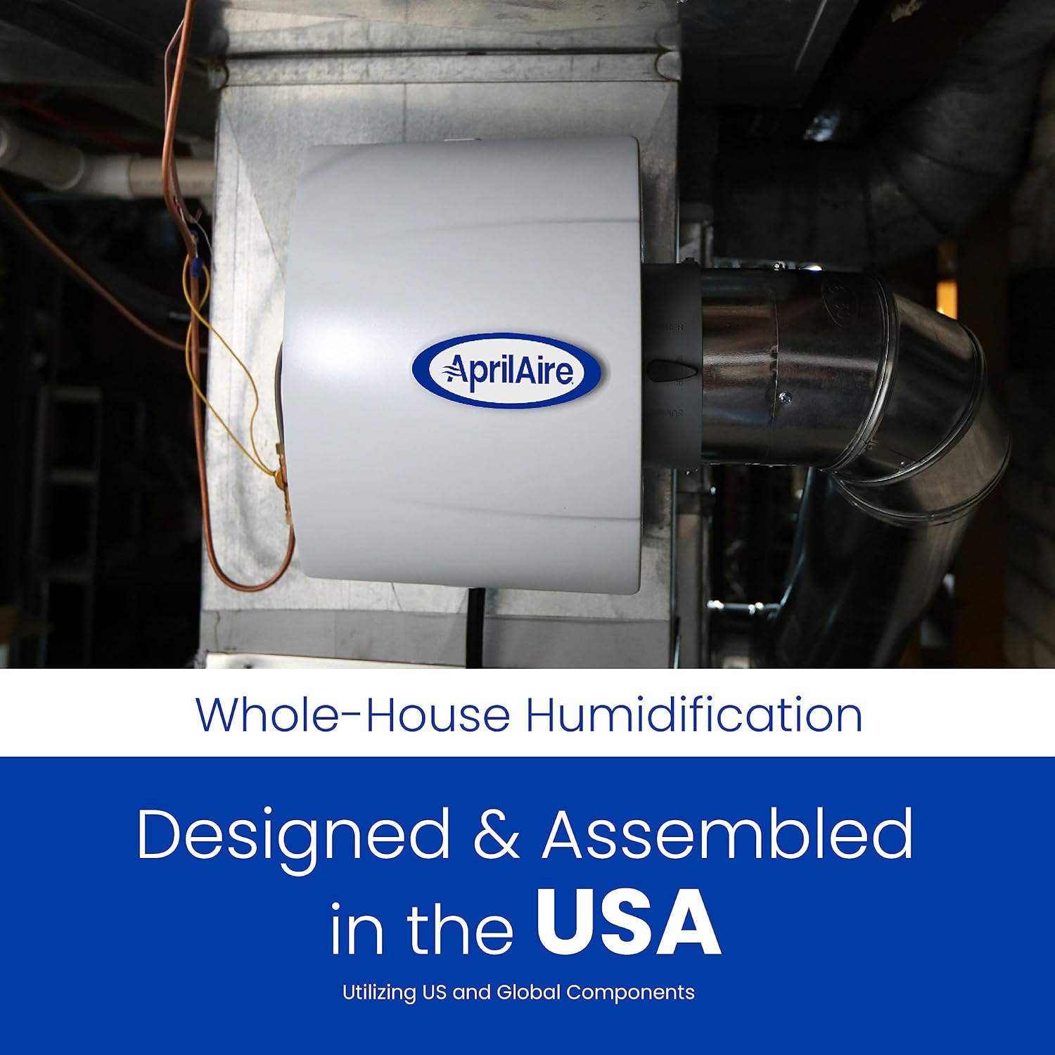 AprilAire 500 12-gal. Whole-House Small Bypass Evaporative Humidifier with Automatic Digital Control for up to 3,600 sq. ft. + AprilAire Model 5844 Humidifier Installation Kit