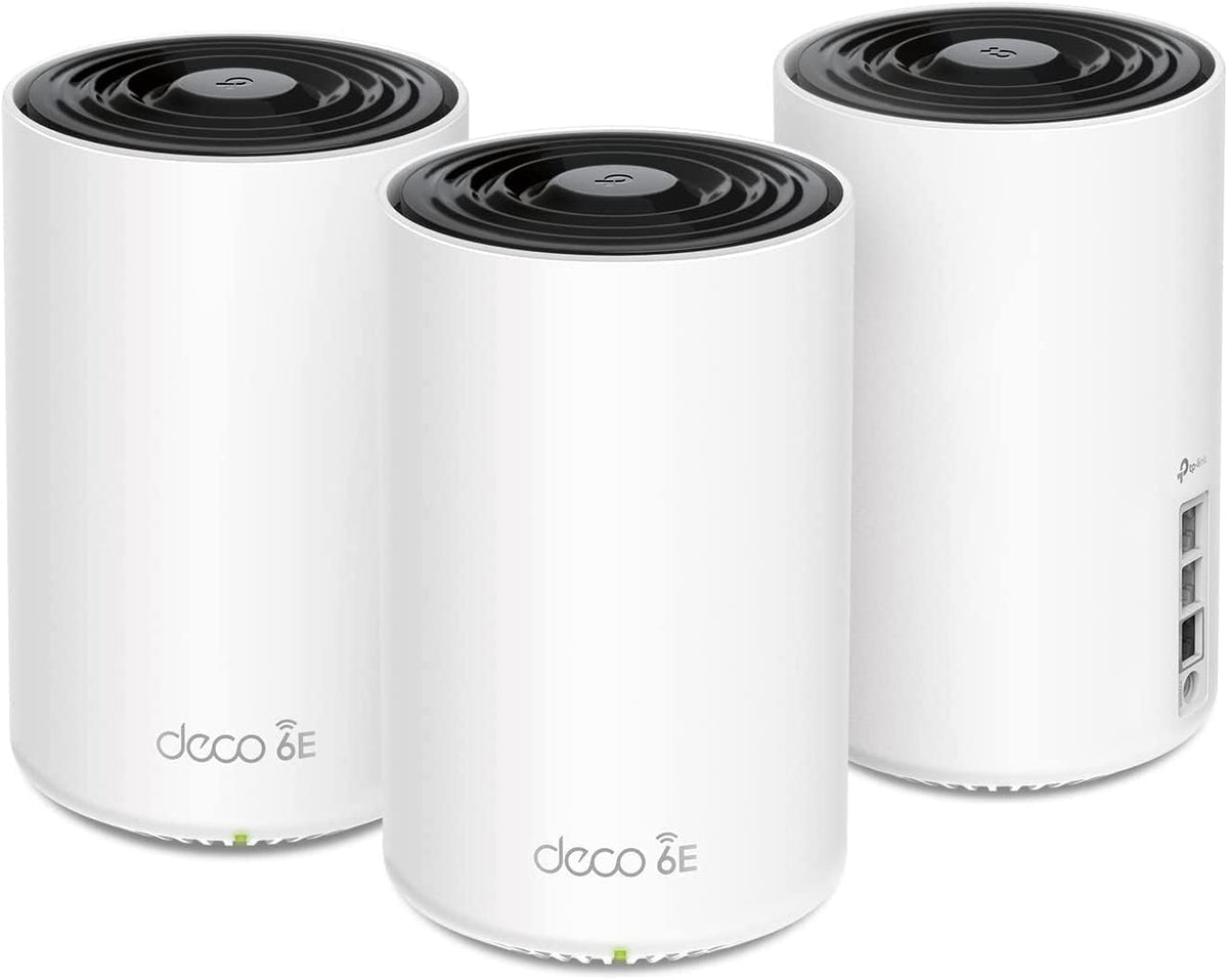 TP-Link Deco XE75 Pro AXE5400 Tri-Band WiFi 6E Mesh System - 2.5G WAN/LAN Port  Covers up to 7200 Sq.Ft  Replaces WiFi Router and Extender  AI-Driven Mesh  6GHz Band  3-Pack