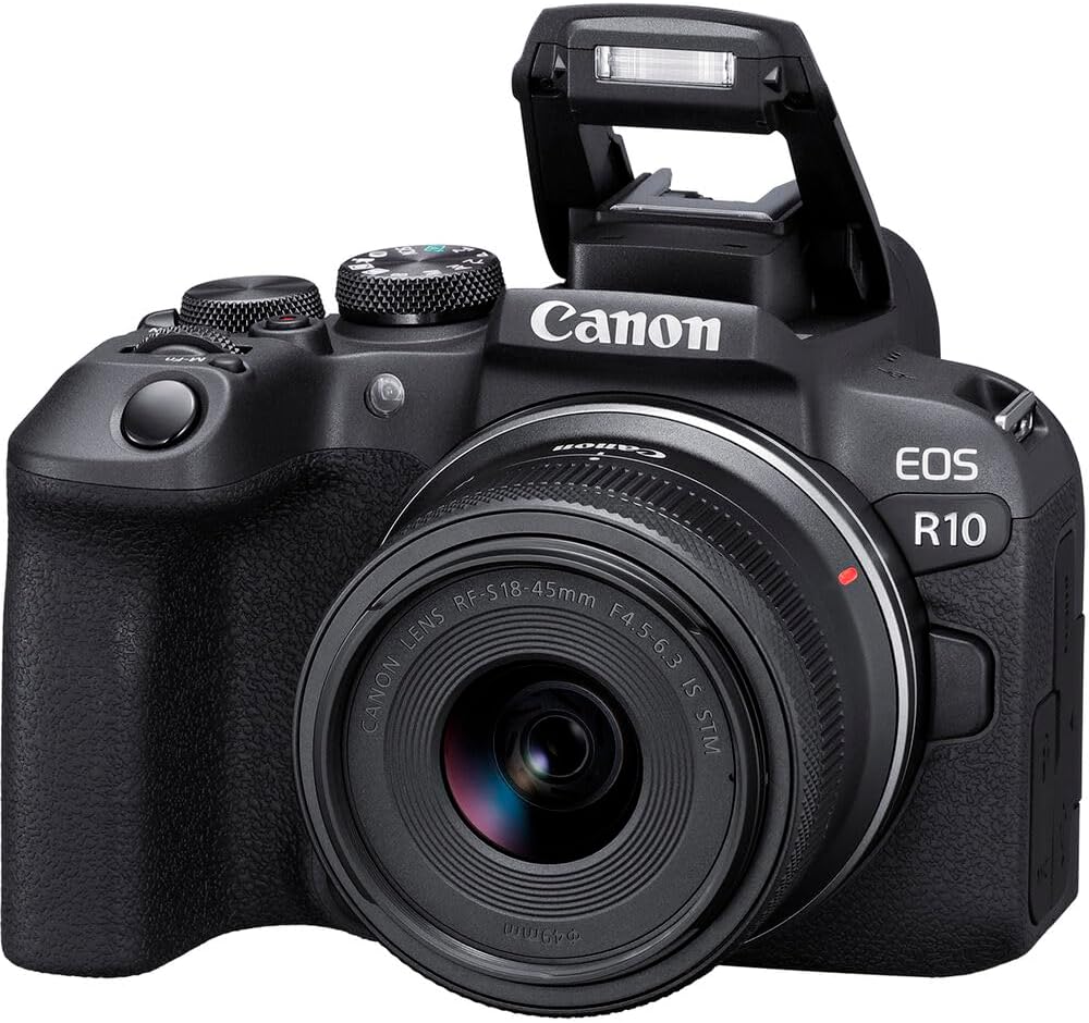 Canon EOS R10 Mirrorless Camera Kit with RF-S 18-45mm Lens | 24.2MP APS-C  4K Video  Perfect for Beginner Photographers & Vloggers (5331C009) + Adapter EF-EOS R + 64GB Card + LP-E17 Battery + Bag