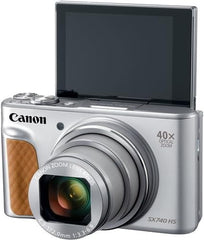 Canon PowerShot SX740 HS Digital Camera (Silver) (2956C001) + 64GB Memory Card + Card Reader + Deluxe Soft Bag + Flex Tripod + Hand Strap + Memory Wallet + Cleaning Kit