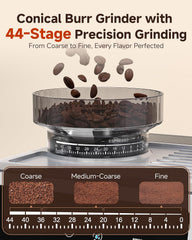 AMZCHEF Espresso Machine with Grinder: 20 Bar Semi Automatic Coffee Machine with 44 Grind Settings, 4-Temperature for Hot & Cold Brew | 8mm Milk Frother for Latte & Cappuccino,Stainless Steel