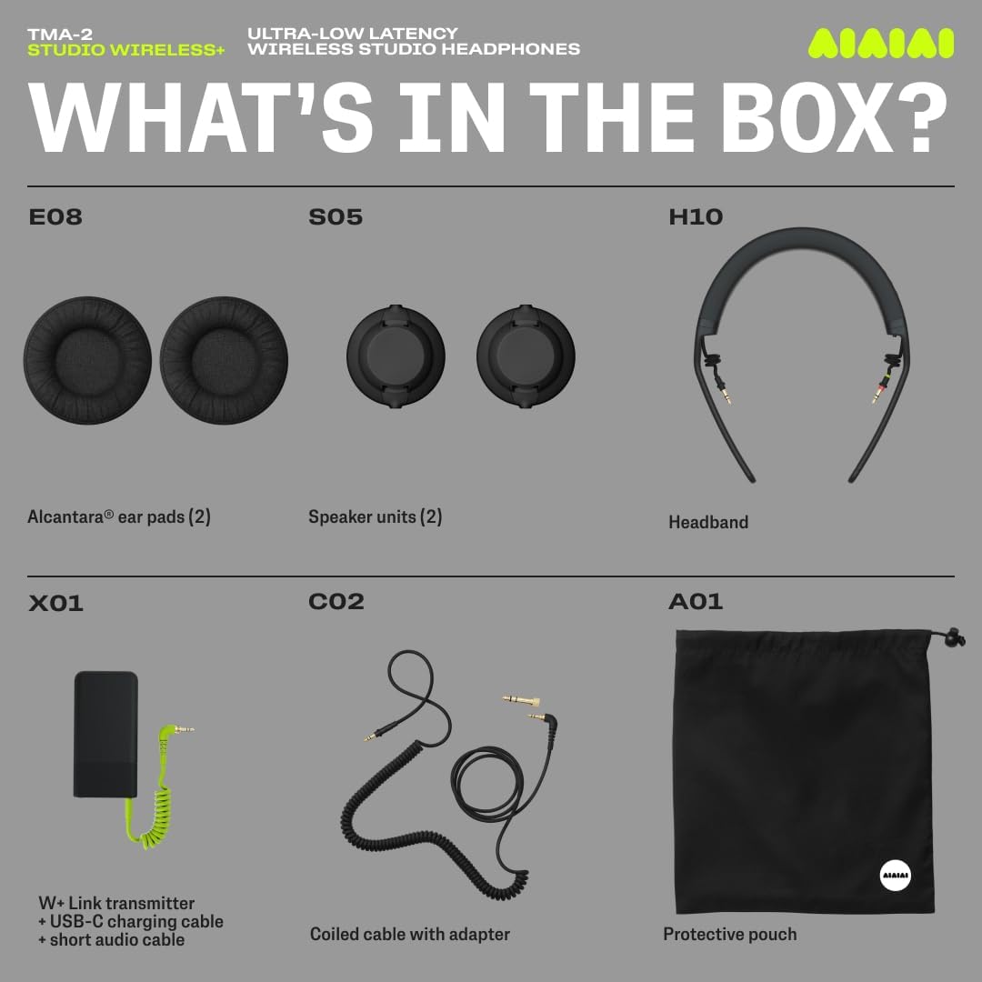 AIAIAI TMA-2 Studio Wireless+ Headphones Over Ear  W+ Link Technology  Fully Modular Construction  Uncompressed Wireless Audio  Premium Memory Foam Cushions  Ergonomic Creator Headband