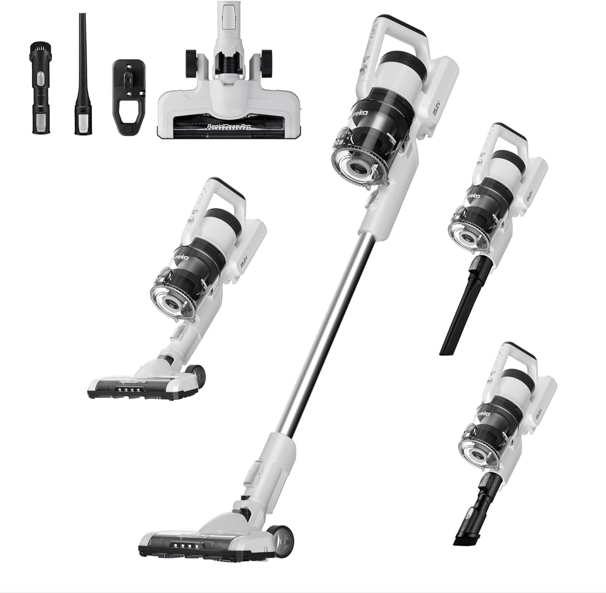 Eureka Cordless Vacuum Cleaner, Anti-Tangle Brushroll, Rechargeable Stick Vacuum, Lightweight for Carpet, Hard Floor, Pet Hair, White NEC280WH
