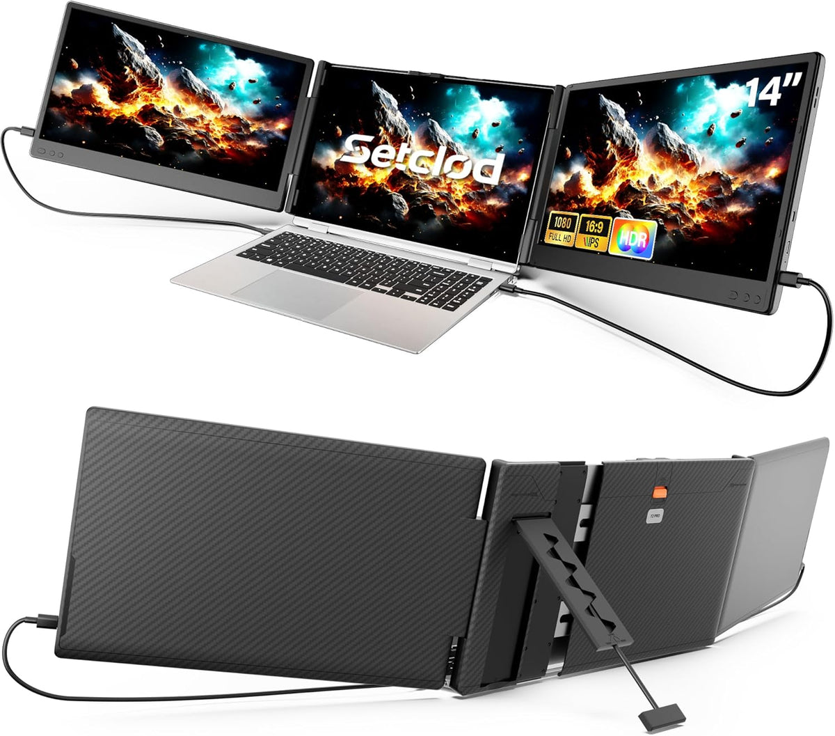 2025 Upgraded Laptop Screen Extender Portable  14" 1080P FHD IPS Screen  Monitor Extender for Laptop  Fit for 13-17"  Plug & Play Compatiable with Windows/Mac/Chrome/Android/Switch