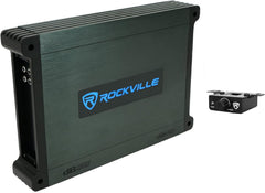 Rockville DBM12 2000W Peak/500W RMS Mono 2-Ohm Marine Amplifier  Waterproof Covers  Bass Remote  Class-D Power  Designed for Boat Audio Systems
