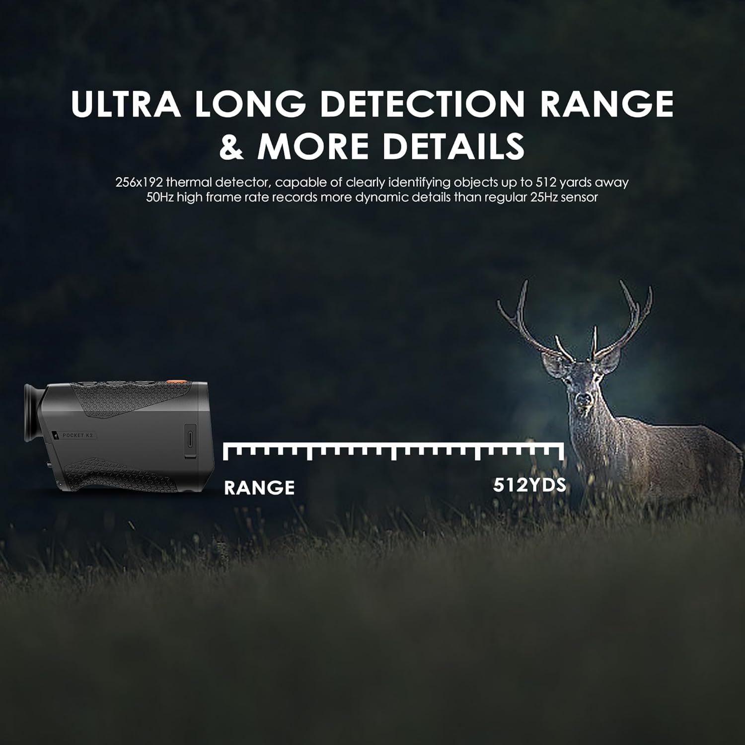 RIX Pocket K2 Portable Thermal Monocular for Hunting  256x192 (50Hz)  Wi-Fi  Handheld Night Vision Monocular