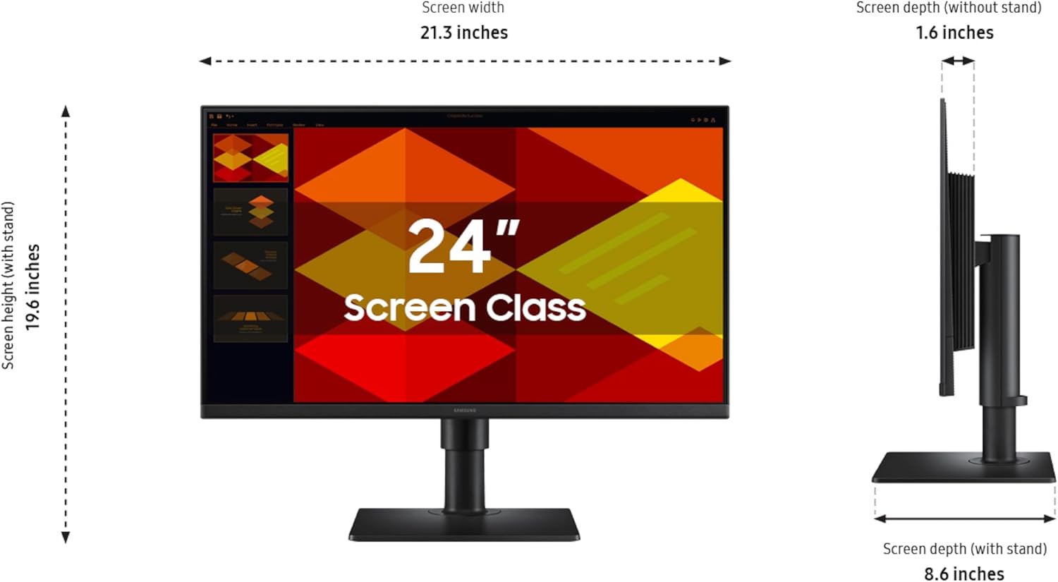 Samsung 24” (S40GD) Borderless Business Monitor with IPS Panel  100Hz Refresh Rate  Eye Saver Mode  Ergonomic Design  Game Picture Mode  LS24D402GANXGO  3 Yr Warranty