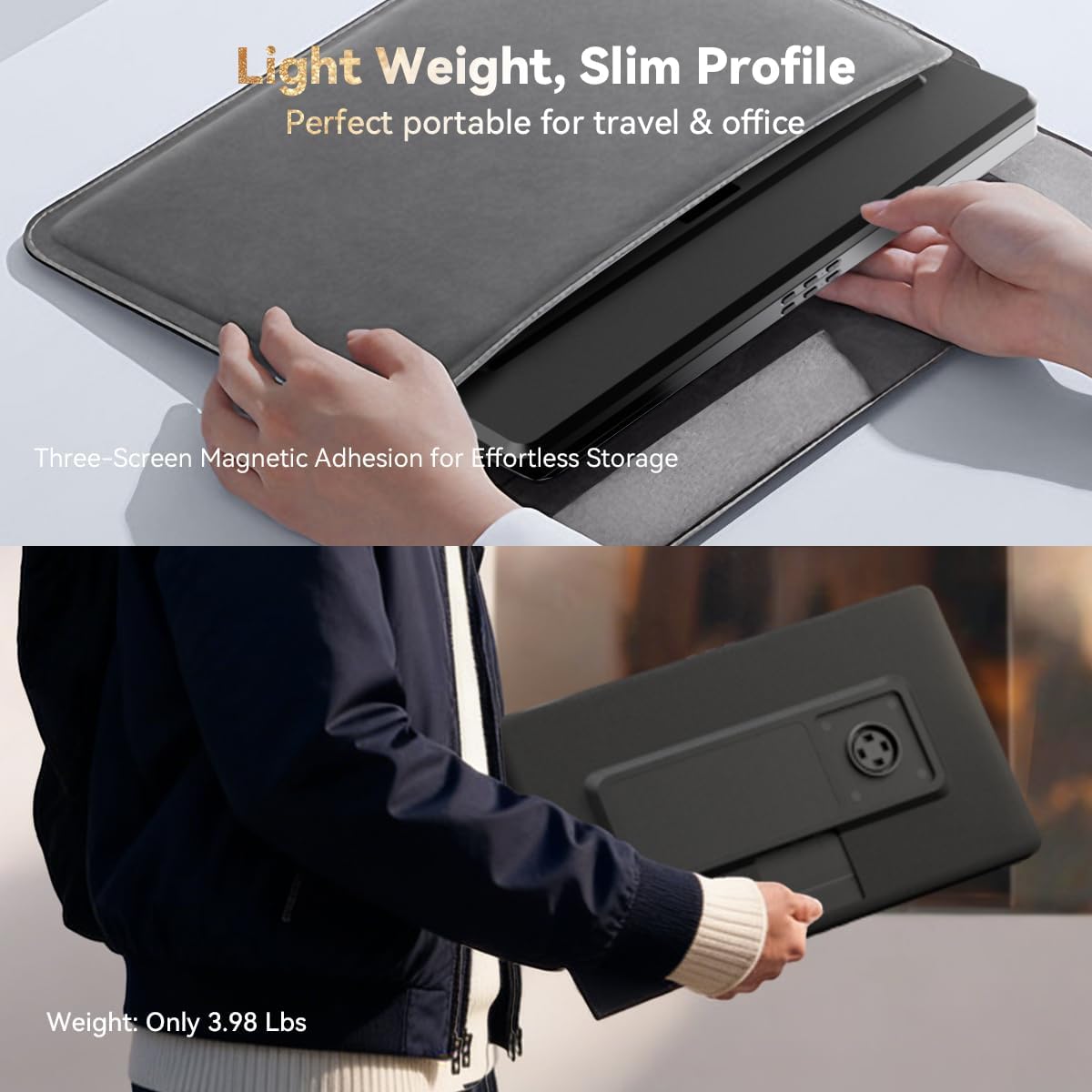 15.6" Detachable Laptop Screen Extender  FHD 1080P IPS Dual/Triple Portable Monitor for Laptop  USB-C/HDMI Plug & Play  Multi/Extra Travel Display Computer Monitor for 12-18.5" Win/Mac/Android-S9H