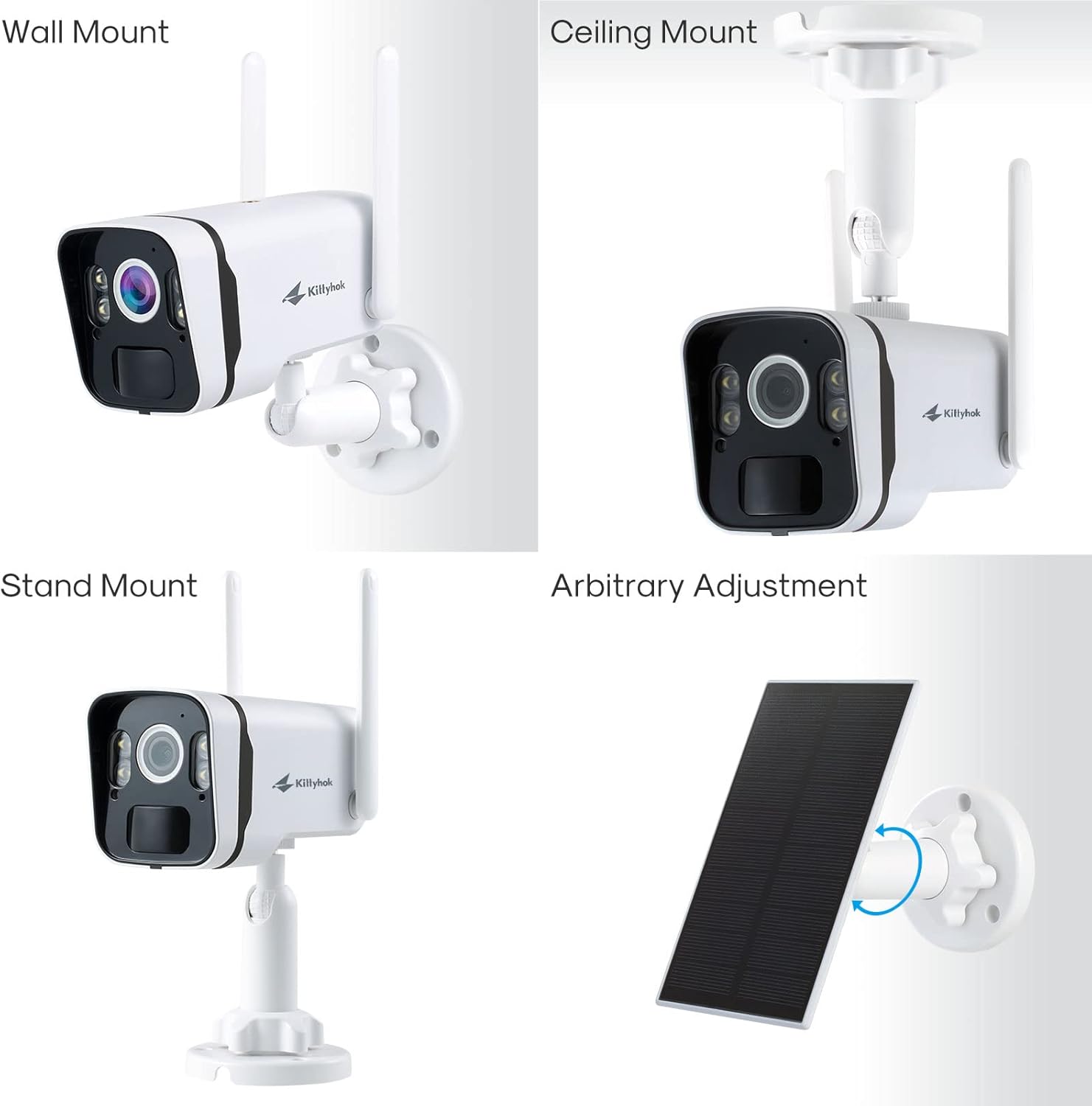 Kittyhok Solar Home Security Camera System  4pcs 2k Ultra Solar Security Cameras Wireless Outdoor  Smart Human Detection  Spotlight  Forever Power  10CH NVR  60 Days Local Storage  0 Monthly Fee