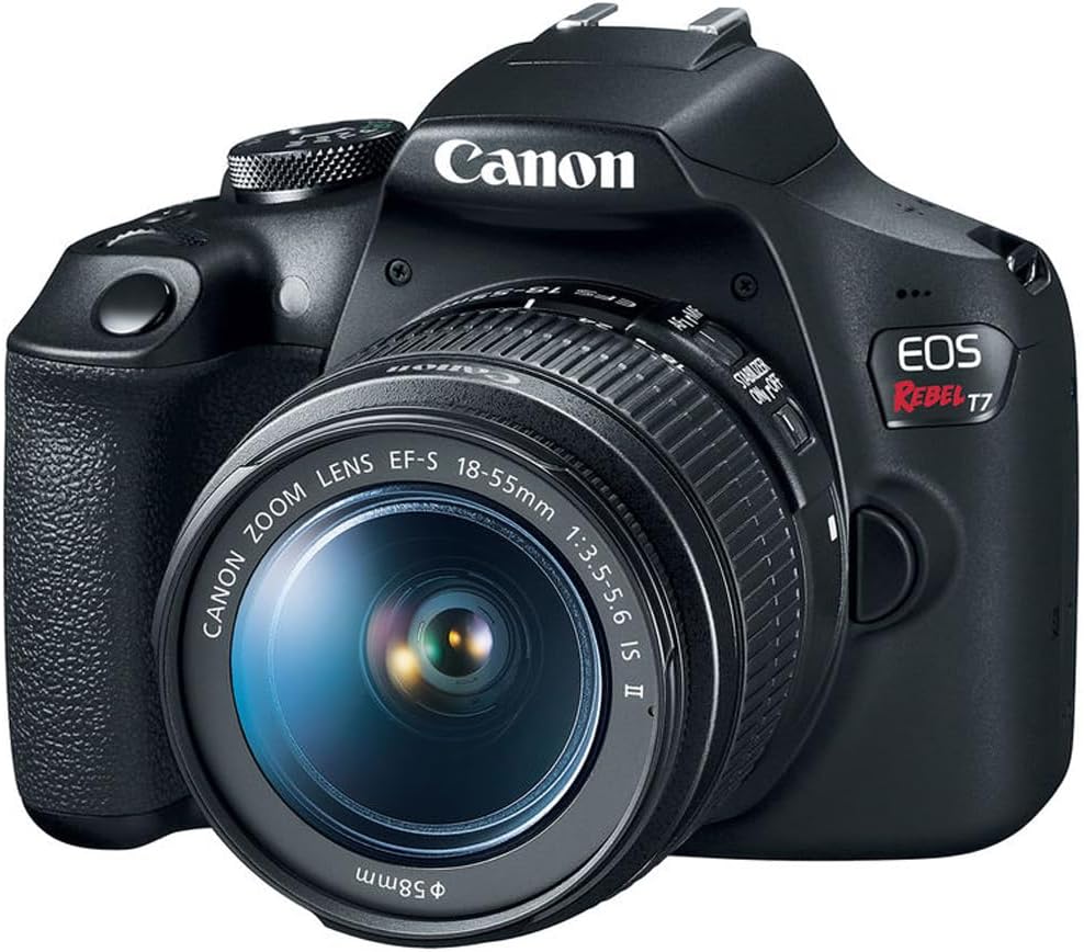 Canon EOS Rebel T7 DSLR Camera with EF18-55mm + EF 75-300mm Double Zoom Kit 2727C021 Bundle with Lexar Premium 64GB SDXC Memory Card  Deco Essentials Camera Bag and Corel Photo Video Suite