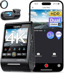 VIOFO A229 Pro 4K HDR Dash Cam  Dual STARVIS 2 IMX678 IMX675  4K+2K Front and Rear Car Camera  2 Channel with HDR  Voice Control  5GHz WiFi GPS  Night Vision 2.0  24H Parking Mode