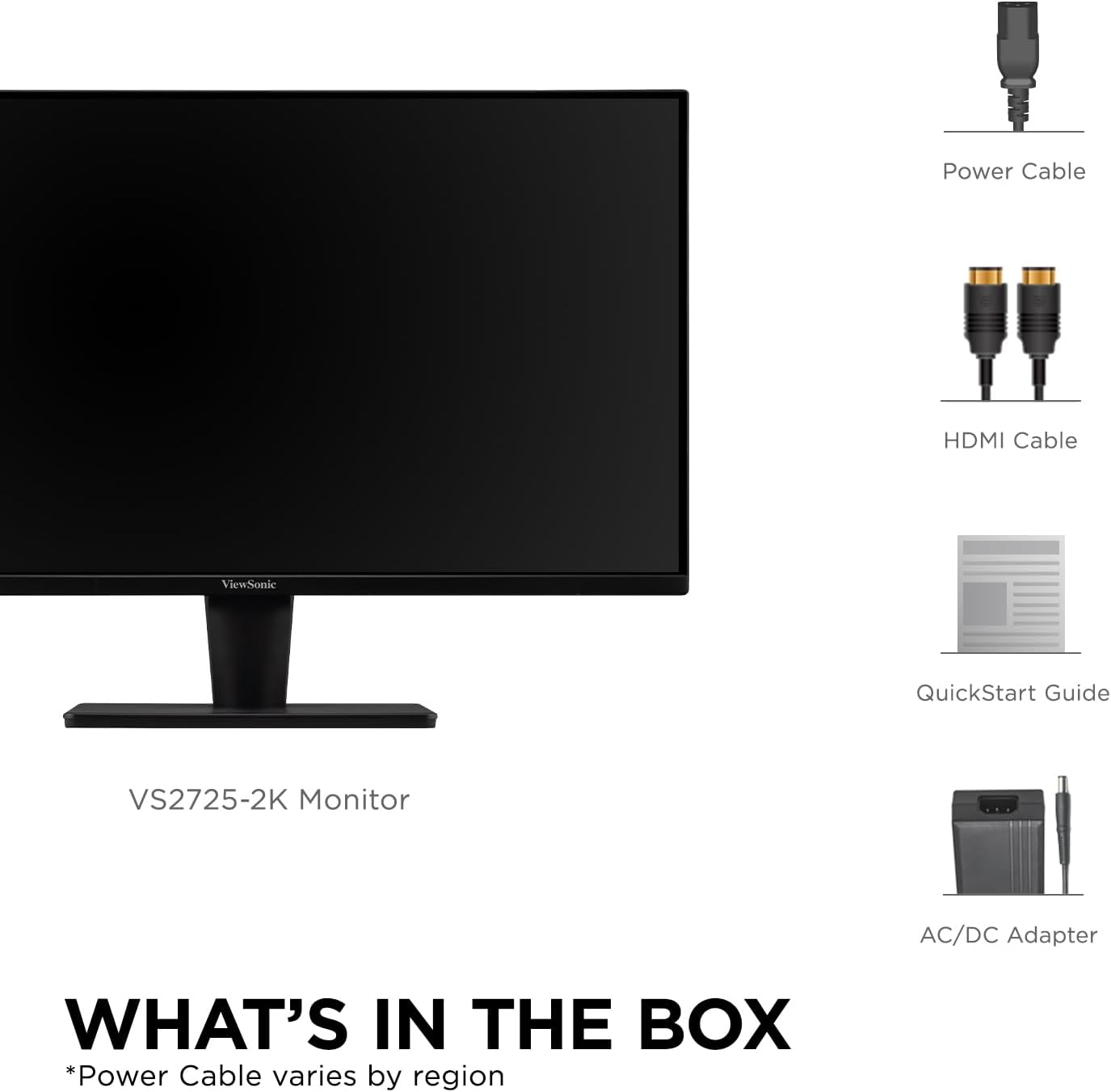 ViewSonic VS2725-2K 27 Inch QHD 1440p Monitor with 100Hz  HDMI  DisplayPort  and Variable Refresh Rate for Home and Office