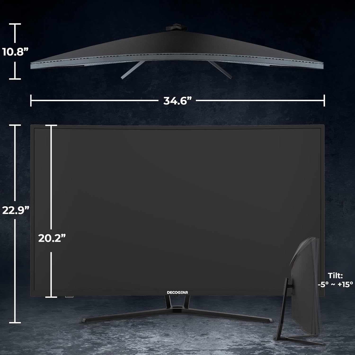 Deco Gear 39" Curved Widescreen Gaming Monitor | 2560x1440 | 1ms MPRT | 165 Hz | 16:9 | HDR400 | 4000:1 | 1 x HDMI | 1 x DisplayPort - Limited Black Edition