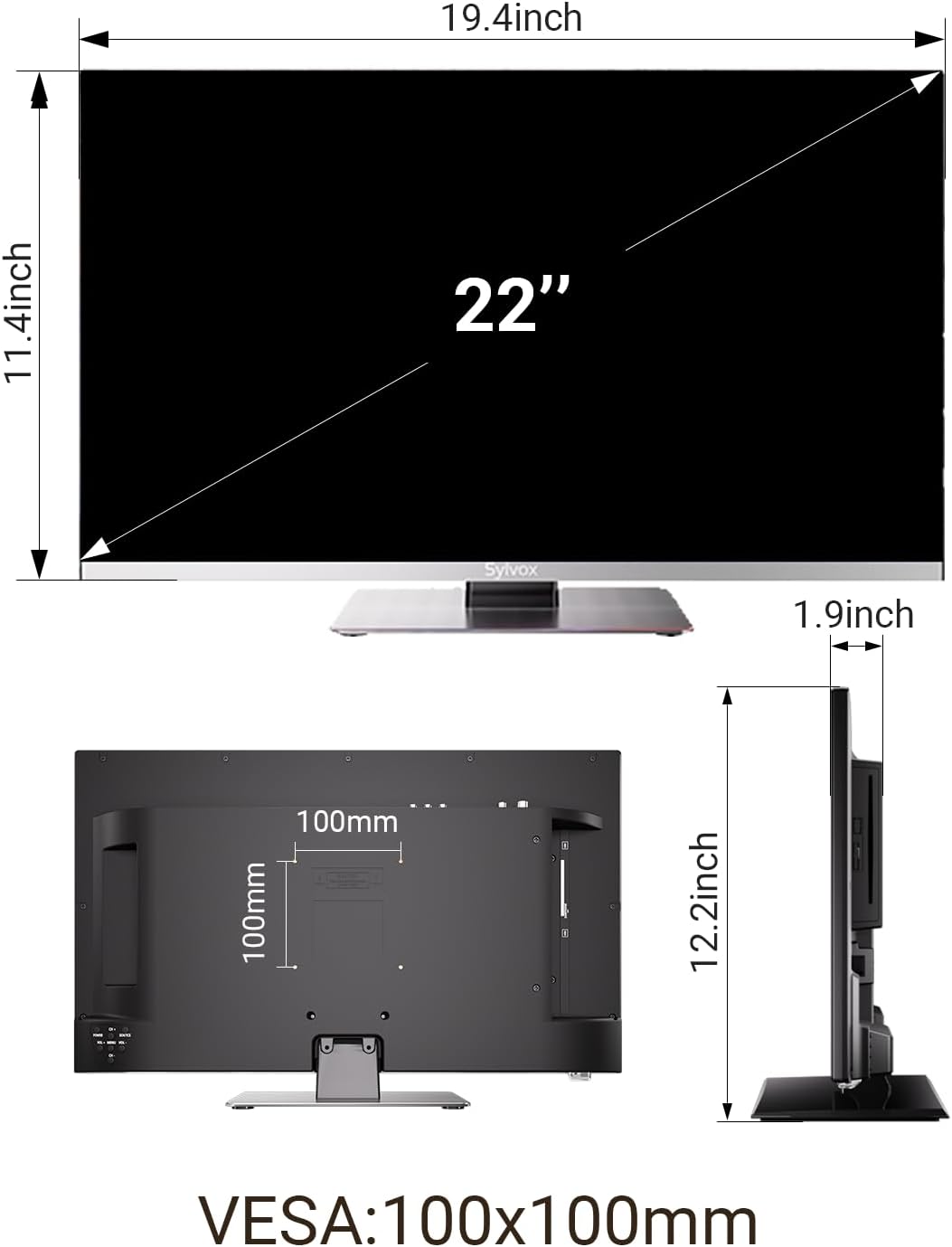 SYLVOX RV TV  22 inches 12/24V TV for RV 1080P Full HD Smart TV  Built-in APP Store  Support WiFi Bluetooth  Small Android TV for Car Home Camper Truck Boat(Limo Series)