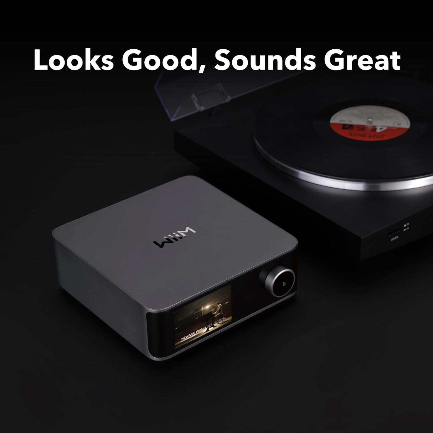 WiiM Ultra Music Streamer & Digital Preamp | 3.5" Touchscreen  Compatible with Google Cast & Alexa  Stream Spotify  Amazon Music  Tidal & More | HDMI ARC  Phono Input & Headphone Output | Space Gray