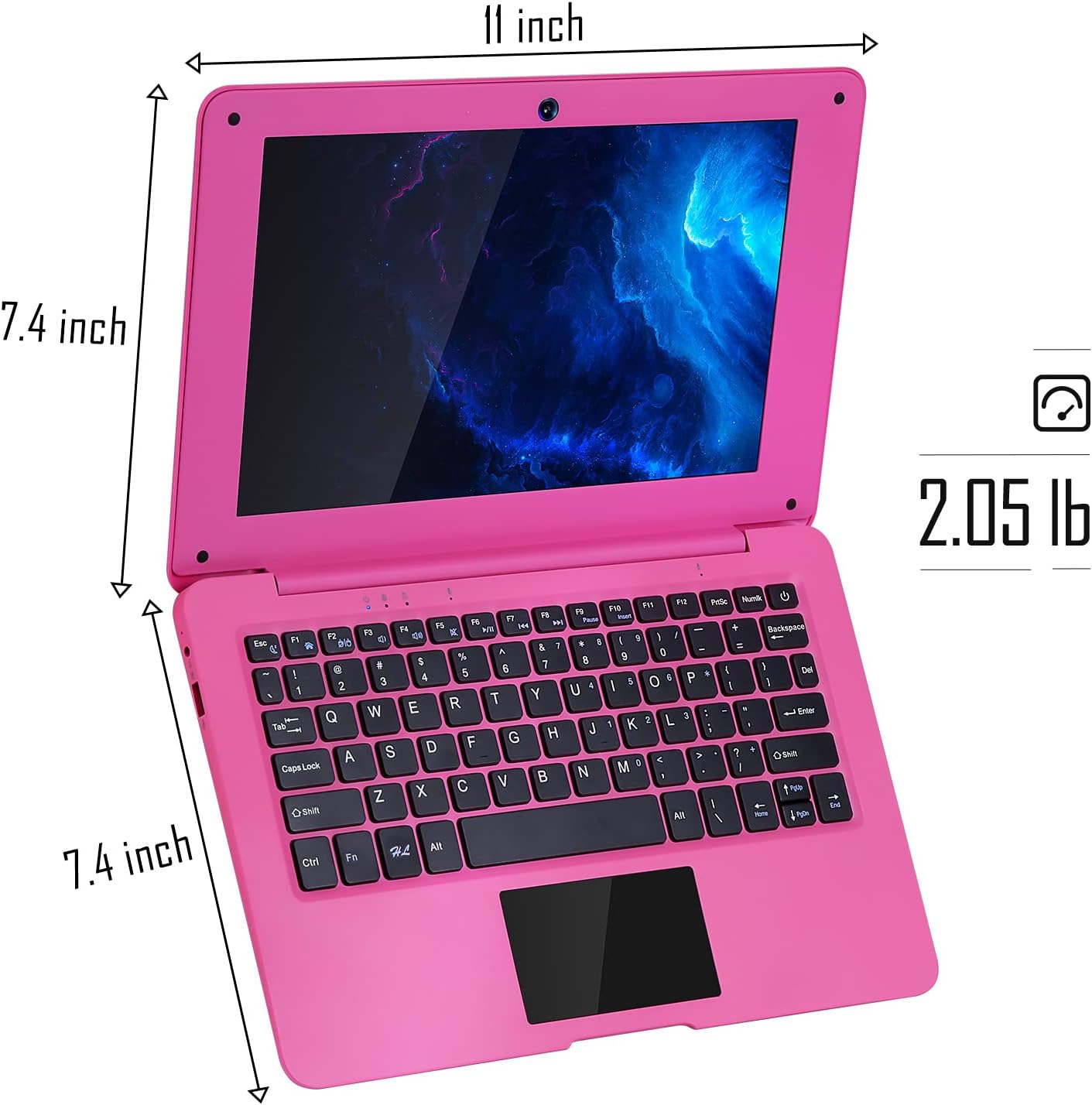 Laptop Computer(10.1 inch)  Quad Core Powered by Android 12.0  Netbook Computer with WiFi  Webcam and Bluetooth  Mini Laptop with Bag  Mouse  and Mouse Pad for Kids and Adults（Pink）