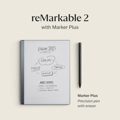 reMarkable Starter Bundle – reMarkable 2 is The Original Paper Tablet | Includes Black and White 10.3” Writing Tablet  Marker Plus Pen with Built-in Eraser