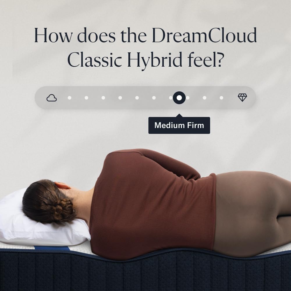 DreamCloud Classic 12" King Mattress - Luxury Hybrid Gel Memory Foam - 365 Night Trial - Back Pain Relief - Fiberglass Free - Forever Warranty - Mattress in a Box - CertiPUR-US Certified