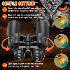 10-30x50 Zoom Binoculars for Adults  High Powered Military Binoculars for Bird Watching Traveling Hunting Concerts with Large View BAK4 FMC Lens Clear Low Light Vision at Night