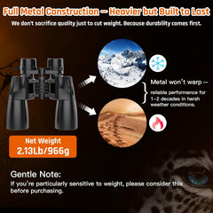 10-30x50 Zoom Binoculars for Adults  High Powered Military Binoculars for Bird Watching Traveling Hunting Concerts with Large View BAK4 FMC Lens Clear Low Light Vision at Night