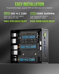 GMKtec Gaming PC  K11 AMD Ryzen 9 8945HS(8C/16T  Up to 5.2GHz)  32GB DDR5 RAM 1TB Mini PC Desktop Computer  Oculink  Dual NIC 2.5GbE LAN  HDMI/DisplayPort/USB4*2
