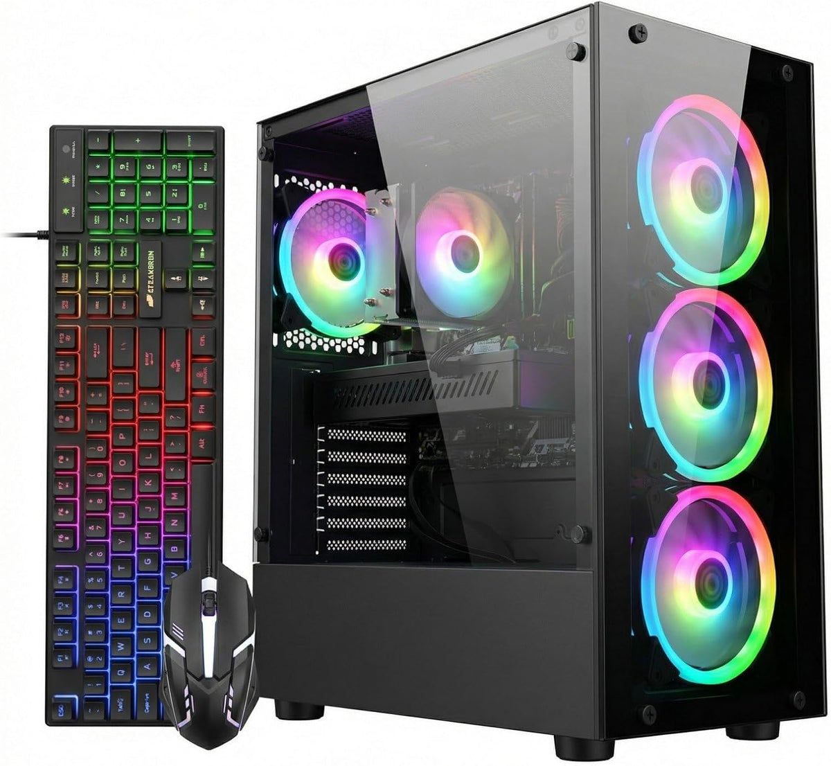 STGAubron Gaming PC Desktop Computer  Intel Core i7-6700 up to 4.0G  GeForce RTX 2060S 8G  32GB DDR4  1TB SSD  WiFi 6  BT 5.0  RGB Fan x4  Windows 11 Home