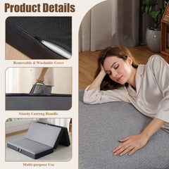 Trifold Mattress Full Size 6 Inch - Foldable Memory Foam Mattress for Camping, Travel, RV, Guest Bed & Yoga - No Slip Bottom, Washable Cover with Handles - Portable Folding Floor Cushion 73"x52"x6"