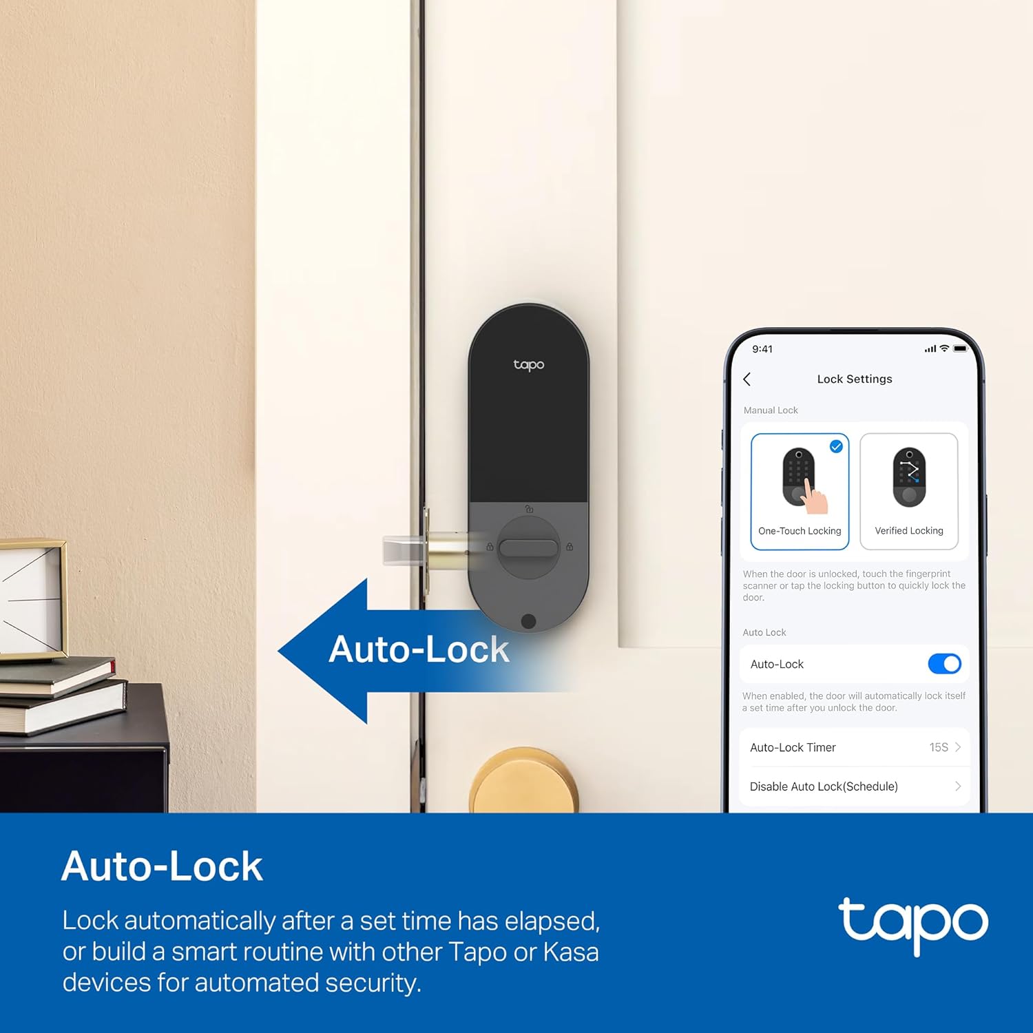 Tapo Smart Door Lock  Deadbolt | Keyless Entry  Fingerprint Recognition  Touchscreen Keypad & in-App Monitoring with Scheduled Access|1-Year Rechargeable Battery |BHMA Grade 2 | DL110