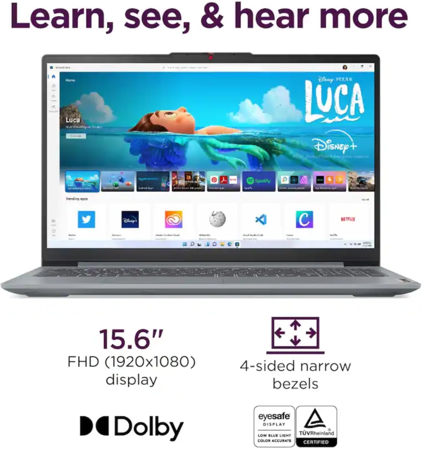 Lenovo IdeaPad Slim 3i - 15.6“ FHD Dispaly - Intel 4 Cores - Microsoft 365 Included - 1.1TB Storage | 128GB SSD and 1TB Cloud  Military-Grade  no Mouse | Learn  Work  Quality and Stream