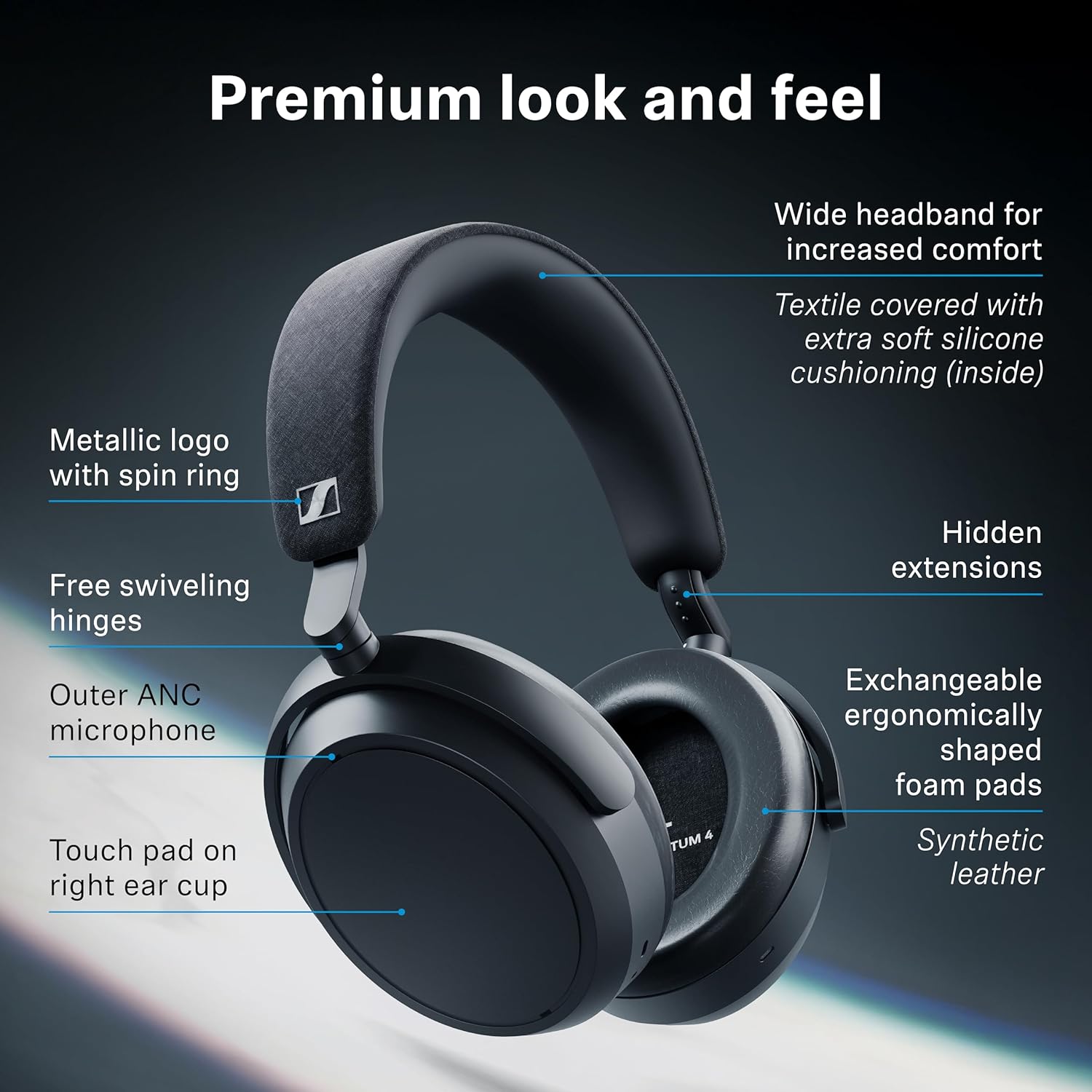 Sennheiser Momentum 4 Wireless Over-Ear Headphones - Bluetooth Headset for Clear Calls with Adaptive Noise Cancellation  Up to 60HR Playtime  Folding Design  Brown