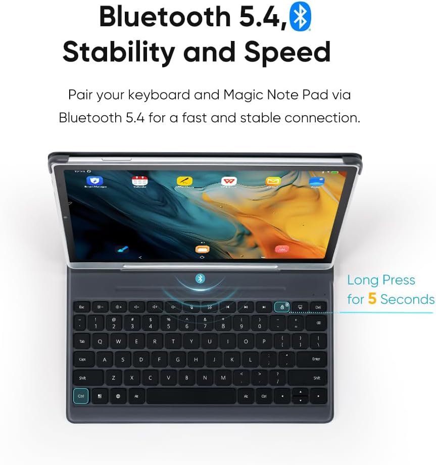 XPPen 3 in 1 Color Digital Notebook 10.95'' Paper Note Taking Tablet with 16384 Pressure Levels & XPPen Folio Keyboard for Magic Note Pad ACK09 Shortcut Keyboard Protector Case Stand