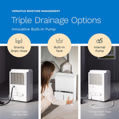hOmeLabs Dehumidifier for Home, Office, Basements with Powerful Moisture Removal, Humidity Control, Auto Shut-off, Quiet Operation - 7,500 Sq Ft Wi-Fi with Pump (50 Pint MAX 120 Pint at 95°F, 90% RH)