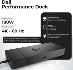 Dell WD19S Docking Station Dual Monitor Bundle - 180W  Supports 4K Display  Dell Dock with 180W Power Supply + Anyhdd 4K HDMI Cable + 4K DisplayPort Cable + USB-C Cable + Microfiber Cloth Included