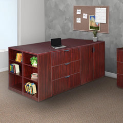 Regency Legacy Stand Up Lateral File/ 3 Storage Cabinet Quad with Bookcase End- Mahogany