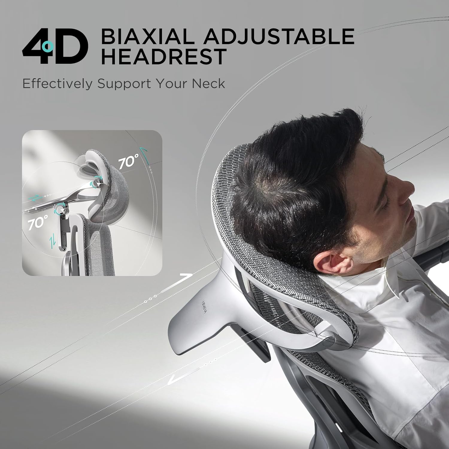 Hbada E3 Pro Ergonomic Office Chair, Big and Tall Office Chairs - with 3-Zone Dynamic Lumbar Support, 4D Adjustable Headrest, 6D Adjustable Armrests, Swivel, Grey