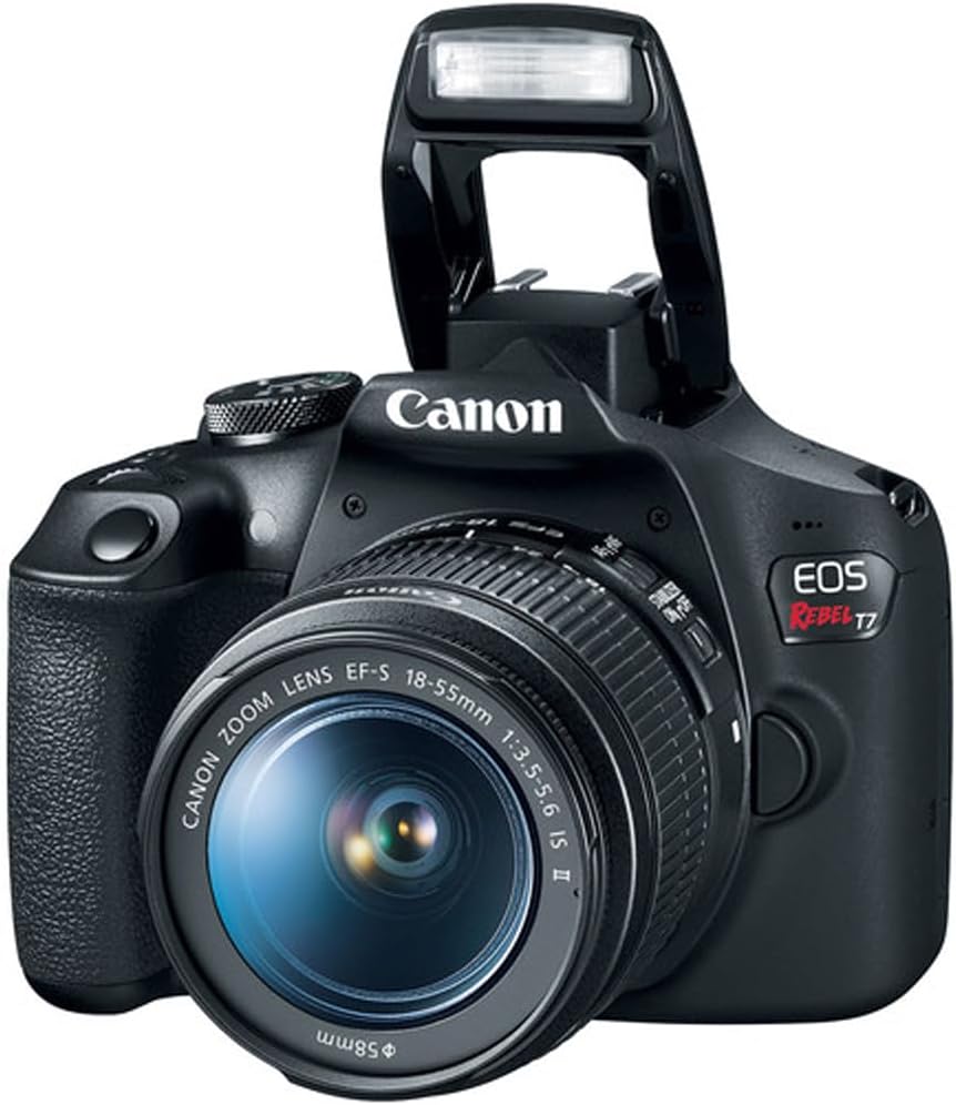 Canon EOS Rebel T7 DSLR Camera with EF18-55mm + EF 75-300mm Double Zoom Kit 2727C021 Bundle with Lexar Premium 64GB SDXC Memory Card  Deco Essentials Camera Bag and Corel Photo Video Suite