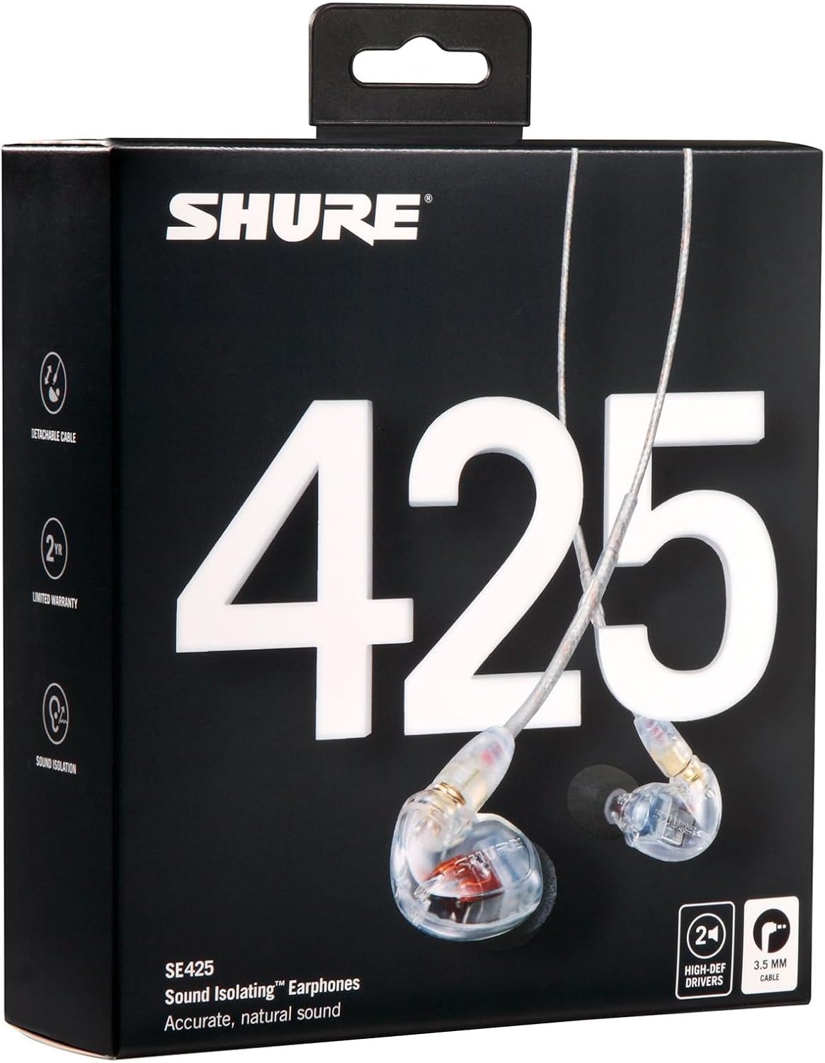 Shure SE425 PRO Wired Earbuds - Professional Sound Isolating Earphones with Detailed Sound  Dual-Driver Hybrid  Secure in-Ear Fit  Detachable Cable  Durable Quality  Clear