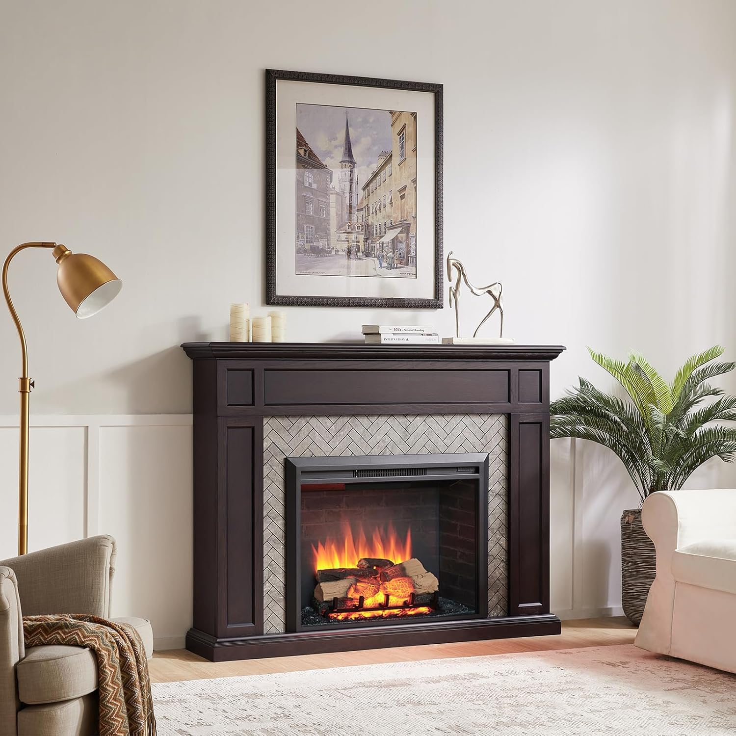 LegendFlame Carl 35" W Electric Fireplace Insert (EF264), Fireplace Heater 750/1500W, Fire Crackling Sound, Remote Control…