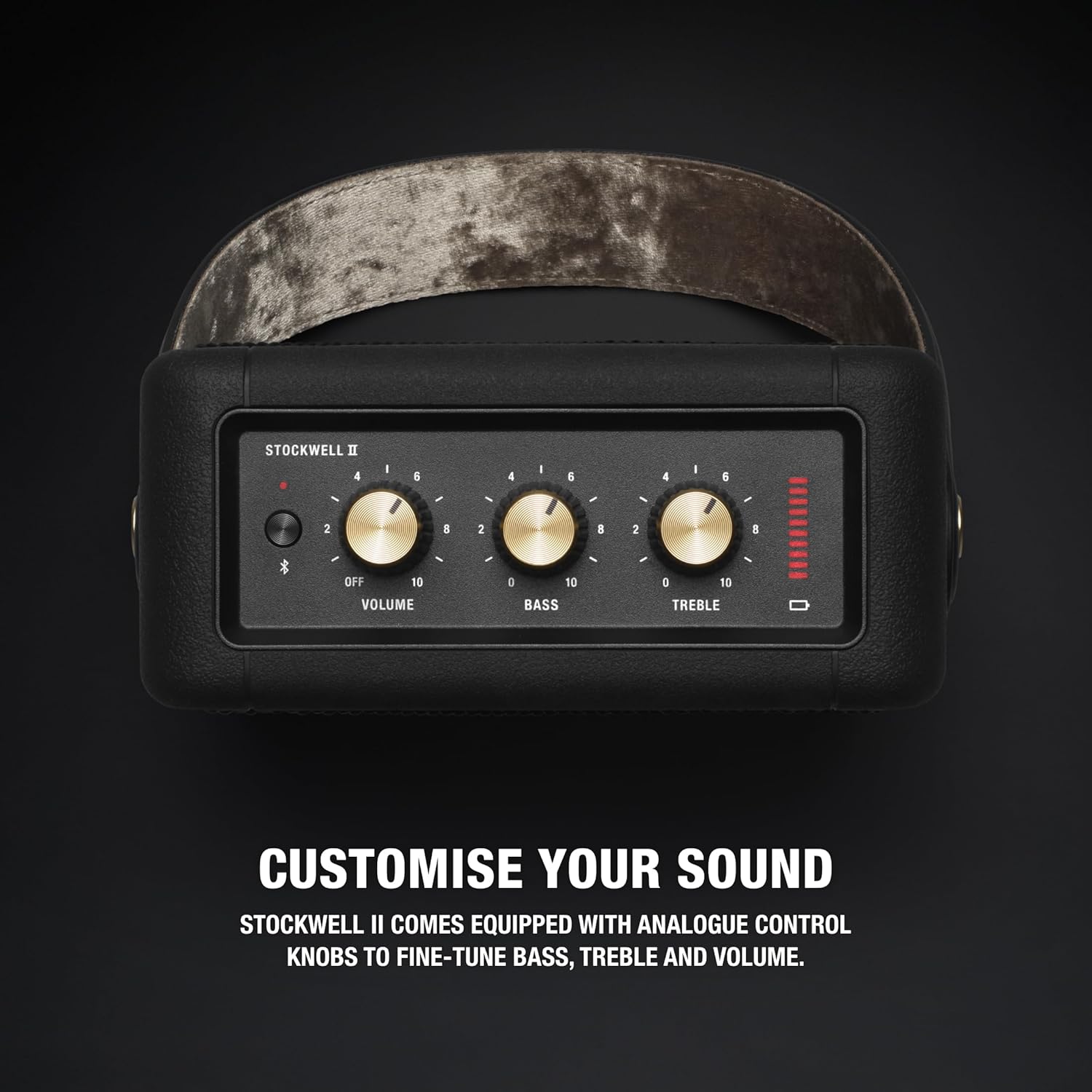Marshall Stockwell II Portable Bluetooth Speaker  Black and Brass