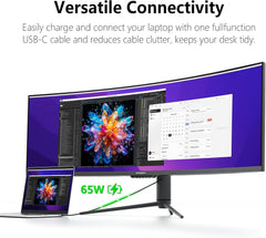 INNOCN 49" Curved Gaming Monitor 144Hz Ultrawide 32:9 WDFHD 3840 x 1080P  R1800  99% sRGB  HDR400  USB Type C  DisplayPort  HDMI  Built-in Speakers  Height/Tilt Adjustable - 49C1G