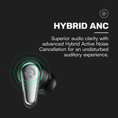 Raycon Pro Earbuds Wireless Bluetooth + 6 Microphones with Hybrid Active Noise Canceling  Sweat & Water-Resistant Earphones  Premium Wireless Ear Buds Bluetooth 40 Hours Playtime (Black)