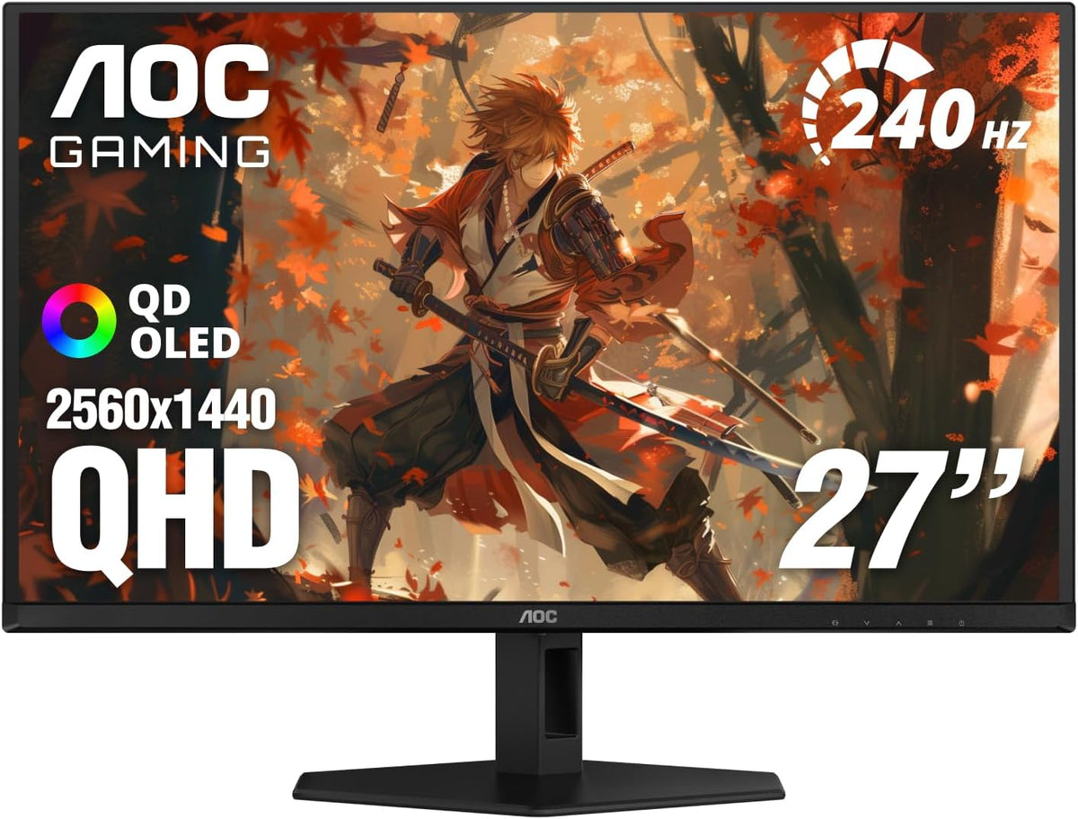 AOC Q27GAZD 27" QD OLED Gaming Monitor  QHD 2560 x 1440  240Hz 0.03ms  HDMI 2.0 x1  Display Port x1  G-Sync Compatible  Console Gaming Ready  3-Year Zero-Bright-Dot